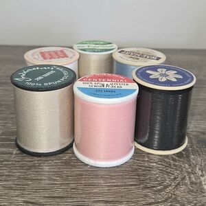 Vintage Lot Of 6 Spools Of Thread Vintage Mixed Colors New
